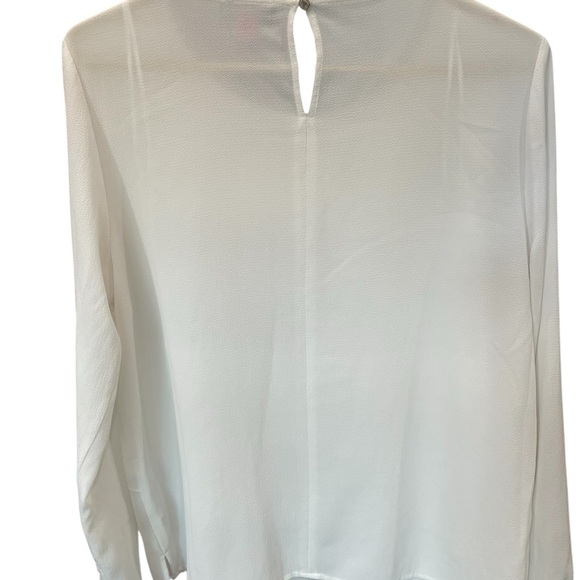 Vince Camuto White Overlay Front Blouse Crew Neck Long Sleeve S EUC - Picture 4 of 5
